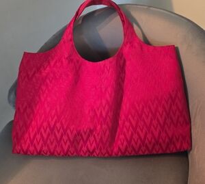 Authentic Vintage Valentino Clutch In Monogram Fabric Ruby Red SS 68